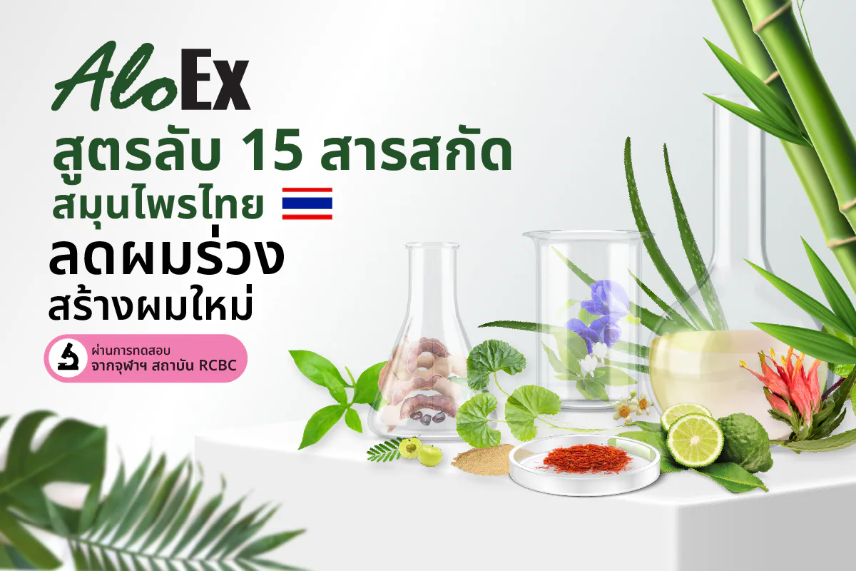 AloEx เปิดสูตรลับบำรุงผมหนา บอกลาผมขาดร่วงด้วยสมุนไพรไทย 15 ชนิดผ่านการพิสูจน์แล้ว ช่วยลดผมขาด หลุด ร่วง ได้จริง!