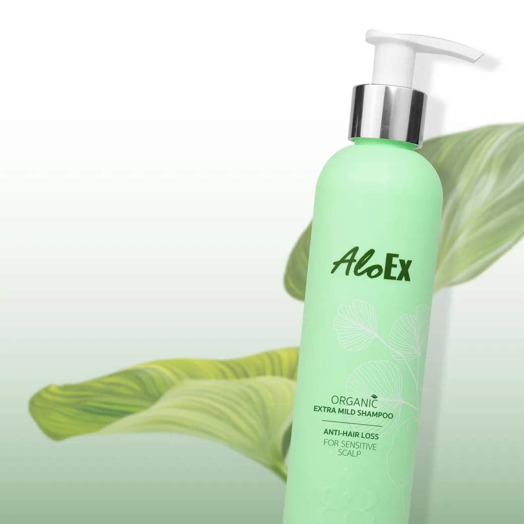 AloEx Organic Extra Mild Shampoo แชมพูลดผมขาดร่วงสูตรอ่อนโยนสำหรับหนังศีรษะบอบบาง