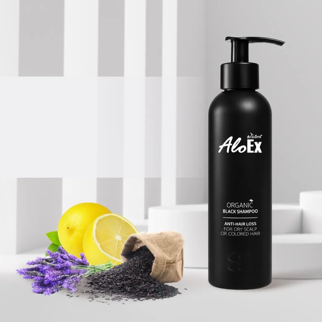 AloEx Organic Black Shampoo — dầu gội thảo mộc hữu cơ cho tóc và da đầu khô