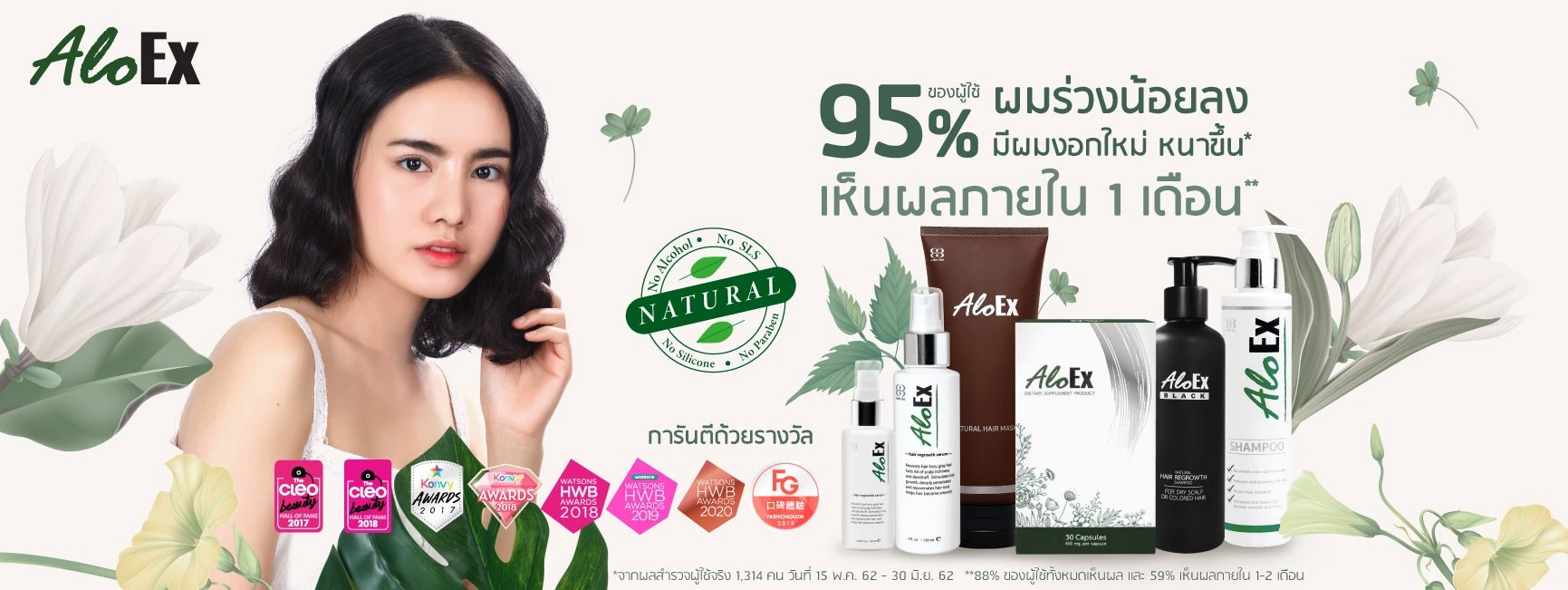 ဆံပင်ကျွတ်ခြင်း 95% လျော့နည်း