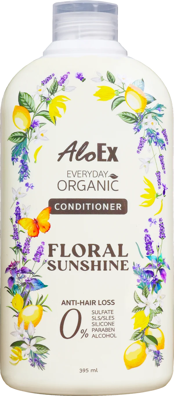 ขวดครีมนวด AloEx Everyday Organic Conditioner Floral Sunshine ขนาด 395 มิลลิลิตร