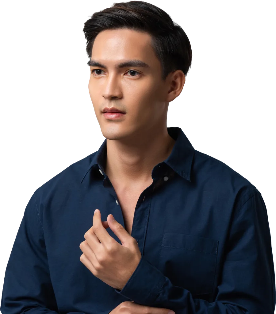 ผู้ชายผมสุขภาพดีหลังใช้แชมพูขจัดรังแค AloEx